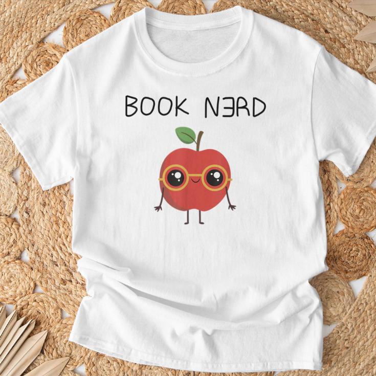Book Nerd Teacher Apple Backwards E For Men Women Kids T-Shirt Gifts for Old Men