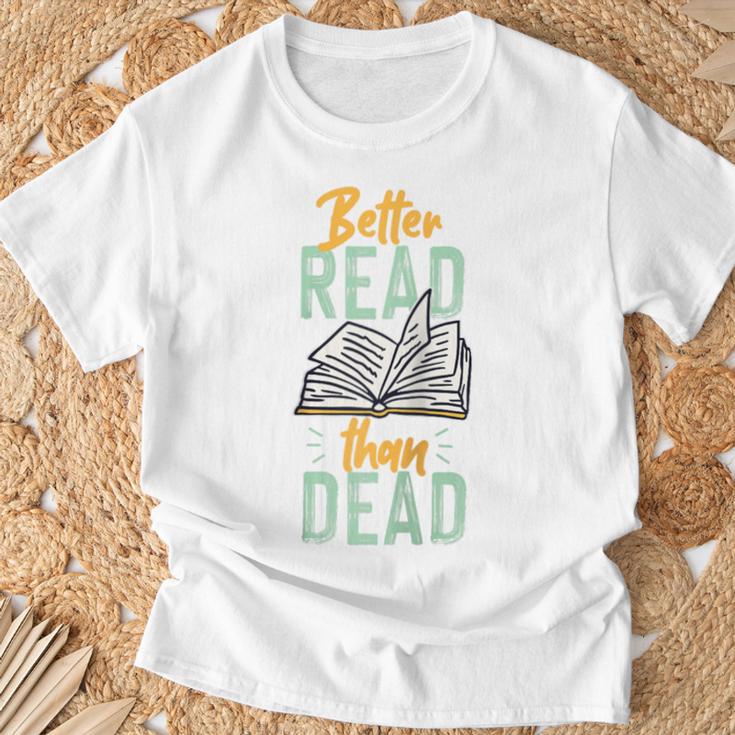 Book Reading Better Read Than Dead Raglan Baseball Tee T-Shirt Gifts for Old Men
