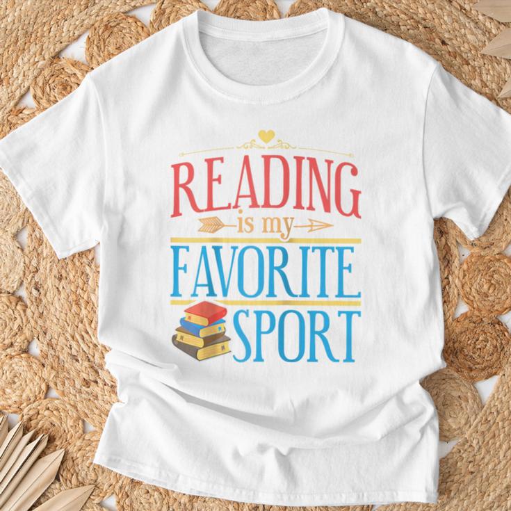 Book Reading Reading Is My Favorite Sport Raglan Baseball Tee T-Shirt Gifts for Old Men