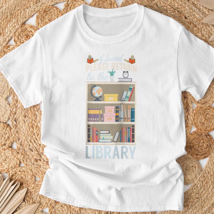 Book Reading If Found Please Return To Library Raglan Baseball Tee T-Shirt Gifts for Old Men