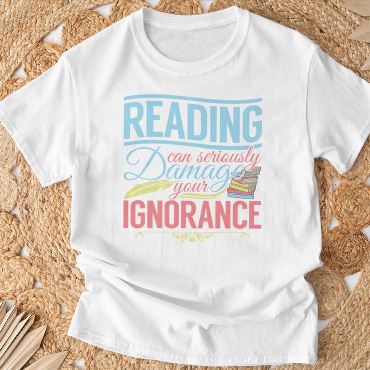 Book Reading Reading Can Seriously Damage Your Ignorance T-Shirt Gifts for Old Men