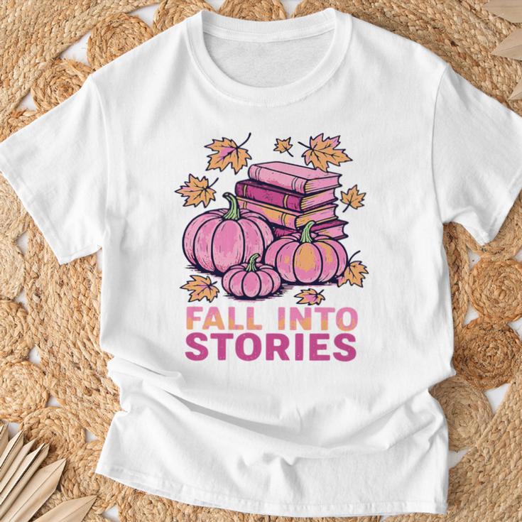 Bookcore Coquette Pinkoween Fall Into Stories Books Premium Tri-Blend T-Shirt Gifts for Old Men