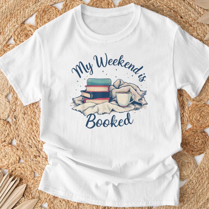 My Weekend Is Booked Cozy Book Lover's T-Shirt Gifts for Old Men