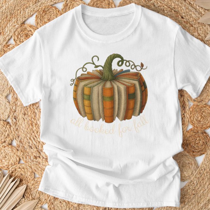 All Booked For Fall Book Pumpkin Reading Halloween Teacher T-Shirt Gifts for Old Men