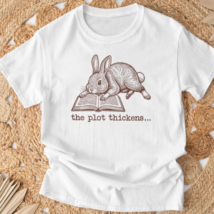 Bookish Rabbit Reading Fiction Novel Book Vintage Bookworms T-Shirt Gifts for Old Men