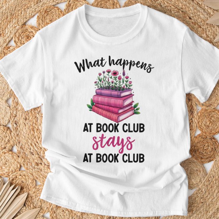 Booklover What Happens At Book Club Stays At Book Club T-Shirt Gifts for Old Men Booklover What Happens At Book Club Stays At Book Club T-Shirt Gifts for Old Men