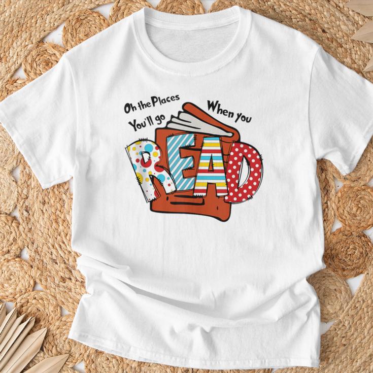 Books Balloon Oh The Places You Will Go When You Read T-Shirt Gifts for Old Men