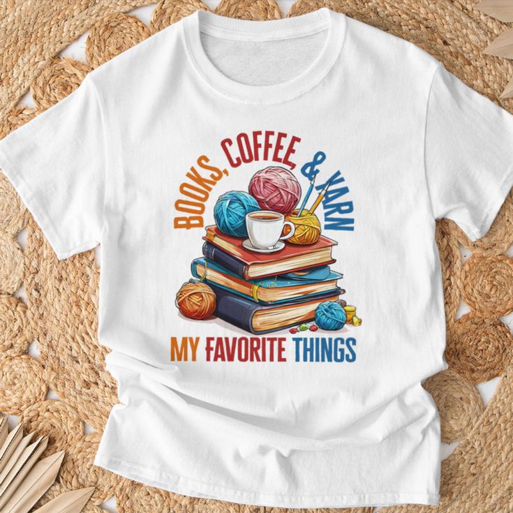 Books Coffee & Yarn Lover My Favorite Things T-Shirt Gifts for Old Men Books Coffee & Yarn Lover My Favorite Things T-Shirt Gifts for Old Men