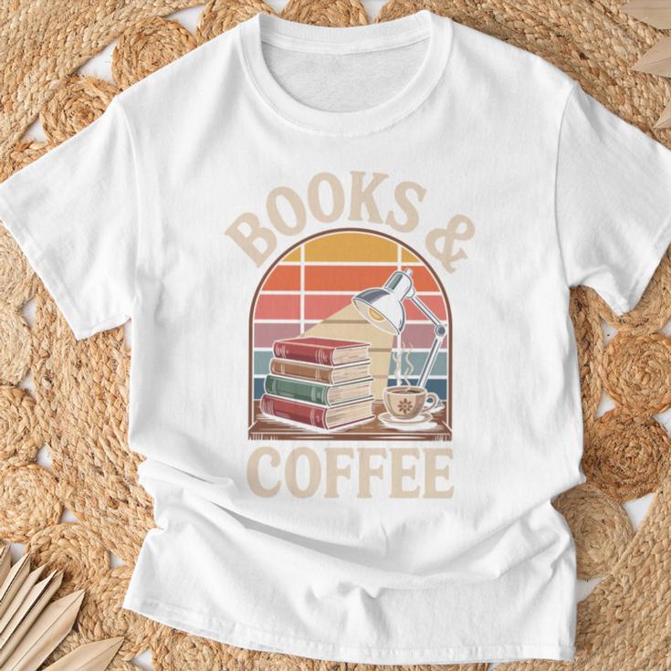 Books And Coffee Reading Book Lover Bookworm T-Shirt Gifts for Old Men