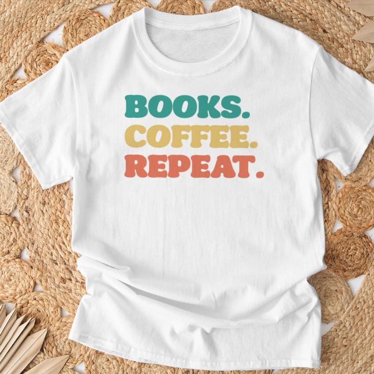 Books Coffee Repeat T-Shirt Gifts for Old Men Books Coffee Repeat T-Shirt Gifts for Old Men