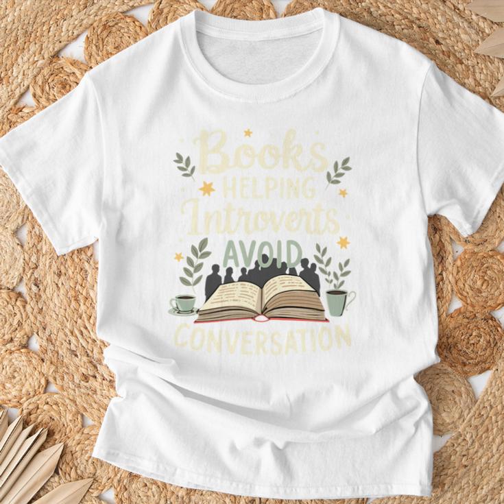 Books Helping Introverts Avoid Conversation Introvert T-Shirt Gifts for Old Men