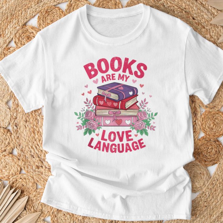 Books Are My Love Language Retro Bookish Pink Valentine T-Shirt Gifts for Old Men Books Are My Love Language Retro Bookish Pink Valentine T-Shirt Gifts for Old Men