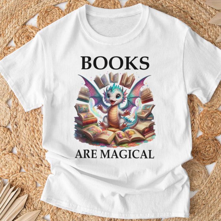 Books Are Magic Book Dragon ShirtReading Books Are Magical T-Shirt Gifts for Old Men