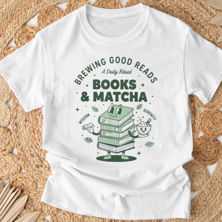 Books And Matcha Brewing Good Reads Matcha Tea T-Shirt Gifts for Old Men Books And Matcha Brewing Good Reads Matcha Tea T-Shirt Gifts for Old Men