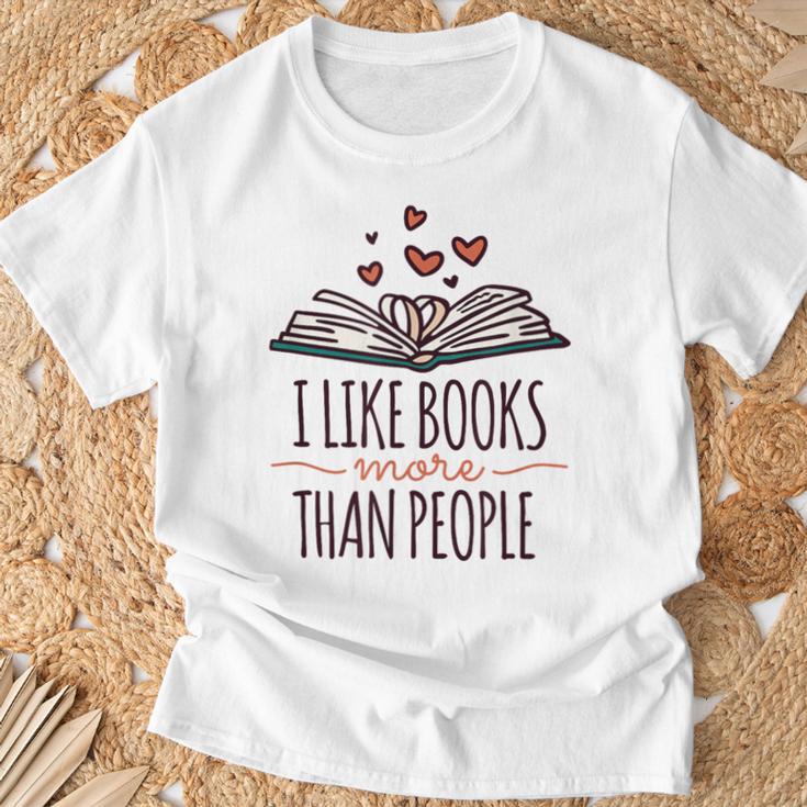 I Like Books More Than People T-Shirt Gifts for Old Men
