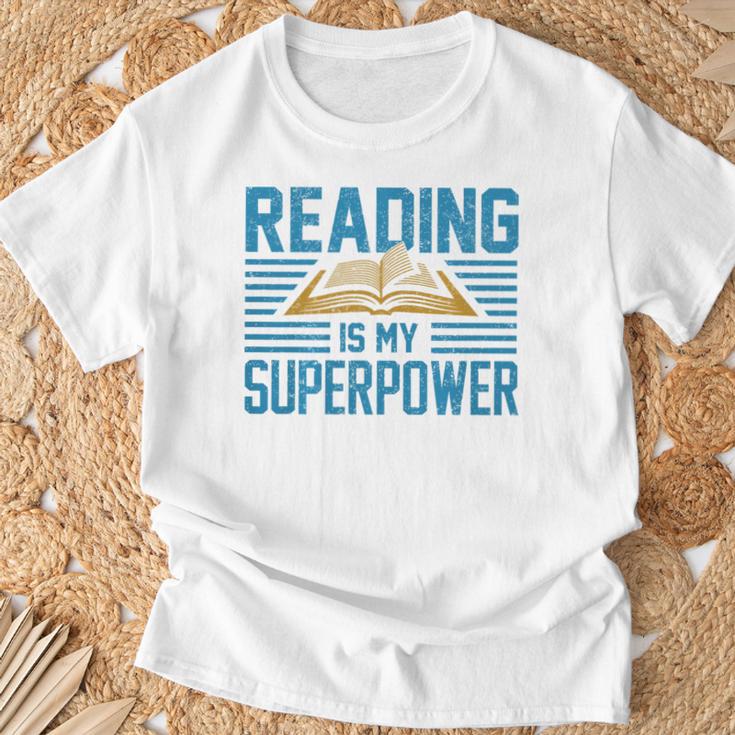 Books Reading My SuperPower Great Idea Art Literature Premium T-Shirt Gifts for Old Men