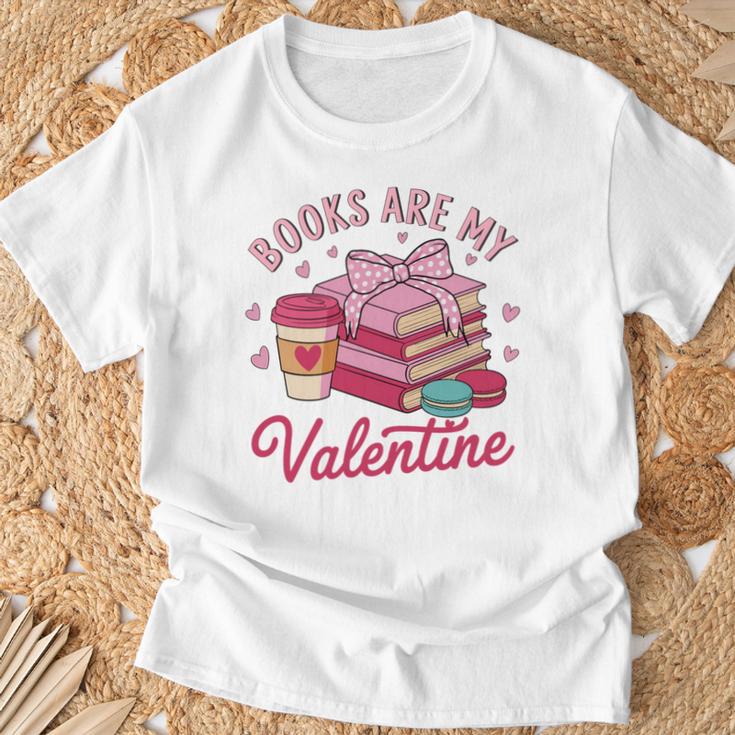 Books Are My Valentine Coquette Bow Bookworm Pink Books T-Shirt Gifts for Old Men