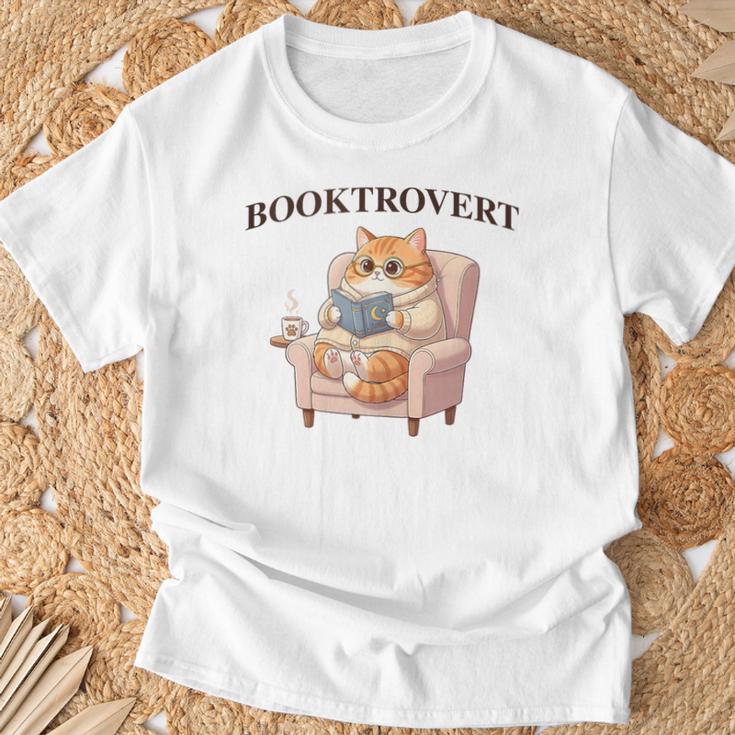 BOOKTROVERT Cute Cat With Tea Cozy Sweater And Book T-Shirt Gifts for Old Men