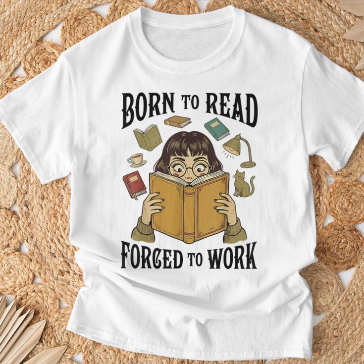 Born To Read Forced To Work Reading Book Lover T-Shirt Gifts for Old Men