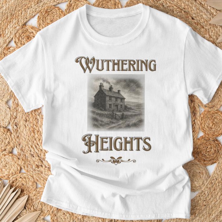 Bronte Novel Wuthering Heights Moorland Gothic Book Cover T-Shirt Gifts for Old Men