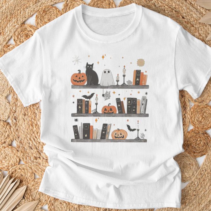 Cat Book Lover Halloween Cute Spooky Reading Premium Tri-Blend T-Shirt Gifts for Old Men