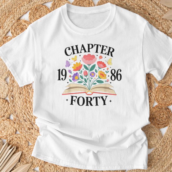 Chapter Forty 1986 40th Birthday Wildflower Book Lover T-Shirt Gifts for Old Men