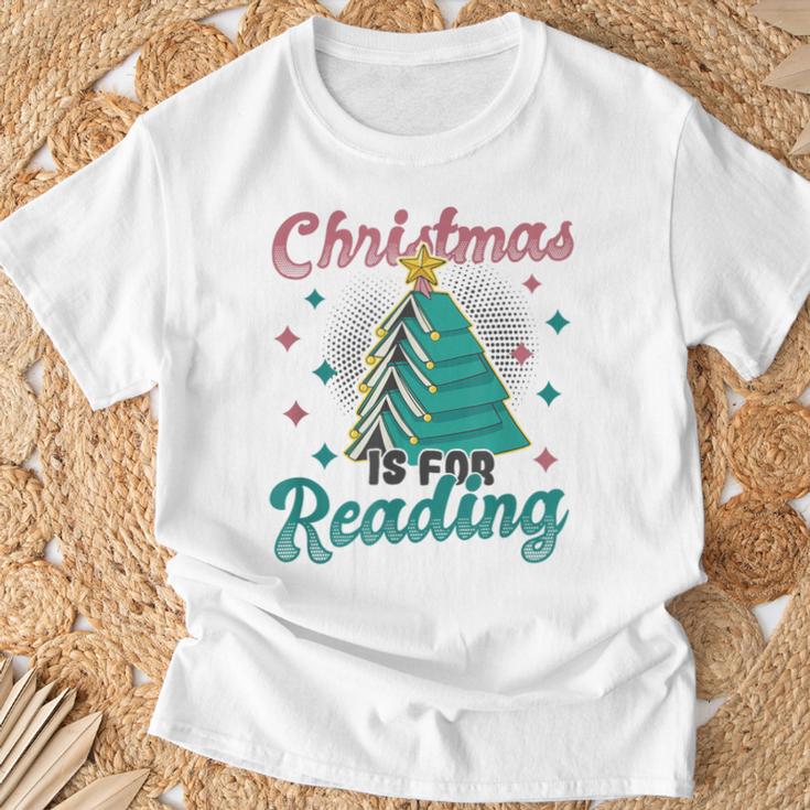 Christmas Is For Reading Books Christmas Tree Books T-Shirt Gifts for Old Men