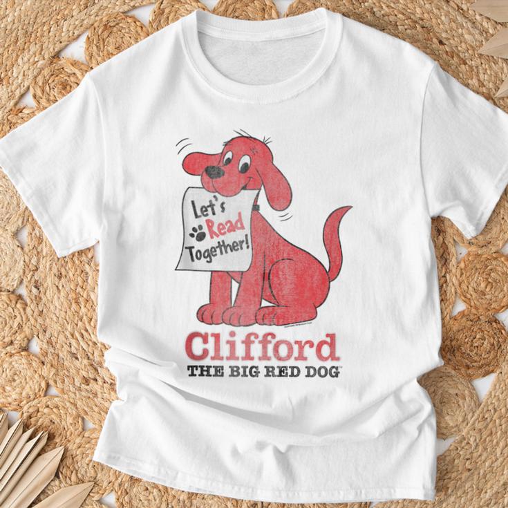 Clifford The Big Red Dog Let's Read Together Vintage Book T-Shirt Gifts for Old Men Clifford The Big Red Dog Let's Read Together Vintage Book T-Shirt Gifts for Old Men