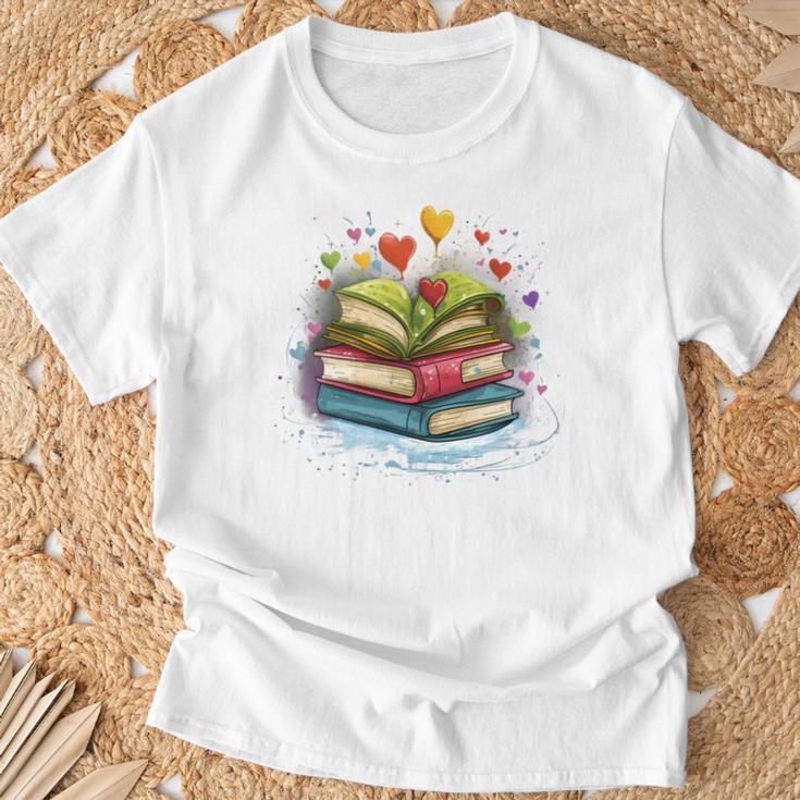 Colorful Books Love Books Watercolor Booklover Performance T-Shirt Gifts for Old Men