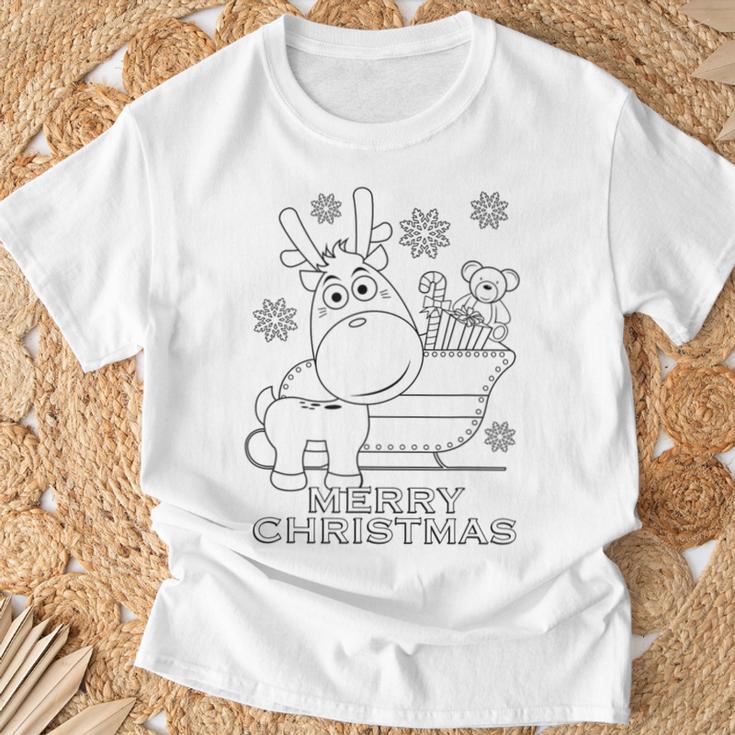 Coloring Book Style Blank Merry Christmas Tree Reindeer T-Shirt Gifts for Old Men Coloring Book Style Blank Merry Christmas Tree Reindeer T-Shirt Gifts for Old Men