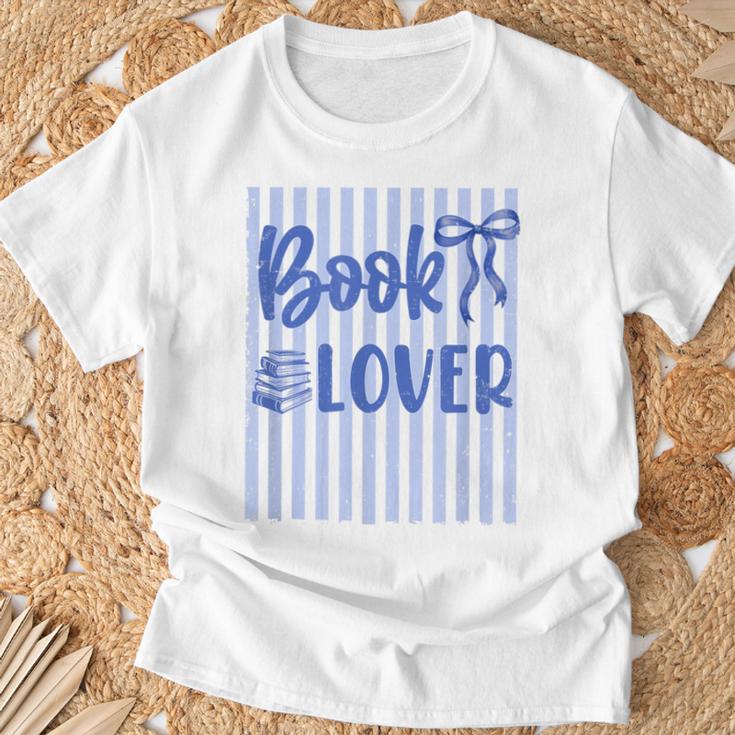 Coquette Book Lover Preppy Blue Stripes Bookworm Reading T-Shirt Gifts for Old Men Coquette Book Lover Preppy Blue Stripes Bookworm Reading T-Shirt Gifts for Old Men