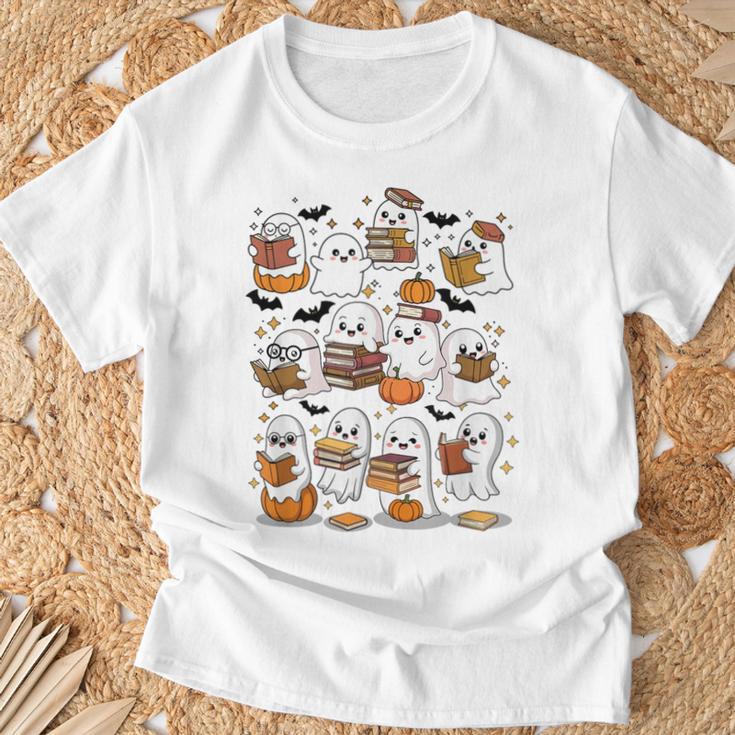 Cute Ghosts Reading Books Smart Book Lover Halloween T-Shirt Gifts for Old Men Cute Ghosts Reading Books Smart Book Lover Halloween T-Shirt Gifts for Old Men