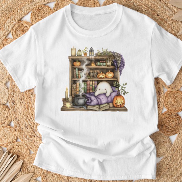 Cute Halloween Bookshelf Premium Tri-Blend T-Shirt Gifts for Old Men