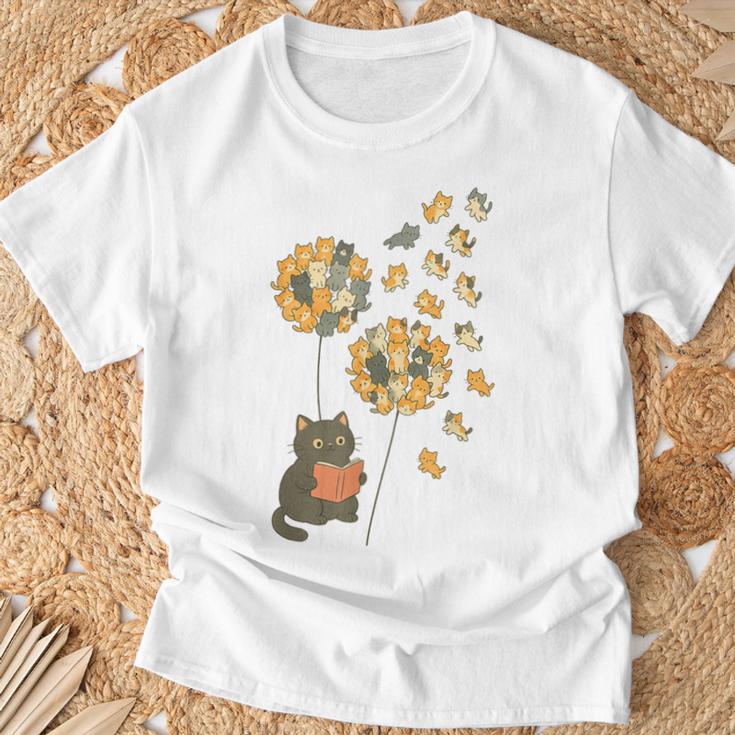 Cute Reading Cat With Kitten Dandelion Flowers Book Lover T-Shirt Gifts for Old Men Cute Reading Cat With Kitten Dandelion Flowers Book Lover T-Shirt Gifts for Old Men