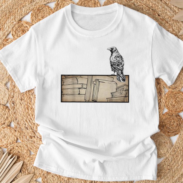 Dark Academia Aesthetic Raven Crow Soft Grunge Books T-Shirt Gifts for Old Men