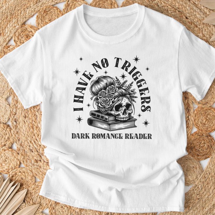 Dark Romance Merch Spicy Book Lover No Triggers Warning T-Shirt Gifts for Old Men