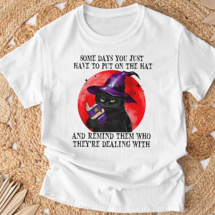Some Days You Just Have To But On Cat Witch Reading Book T-Shirt Gifts for Old Men
