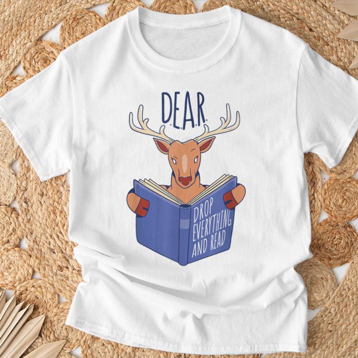 Dear Drop Everything And Read Book Reading Pun Graphic T-Shirt Gifts for Old Men
