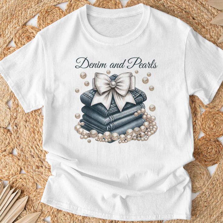 Denim And Pearls For Mom T-Shirt Gifts for Old Men