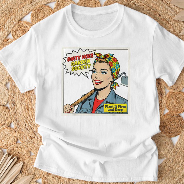 Dirty Hoes Garden Society Comic Book Style Women T-Shirt Gifts for Old Men