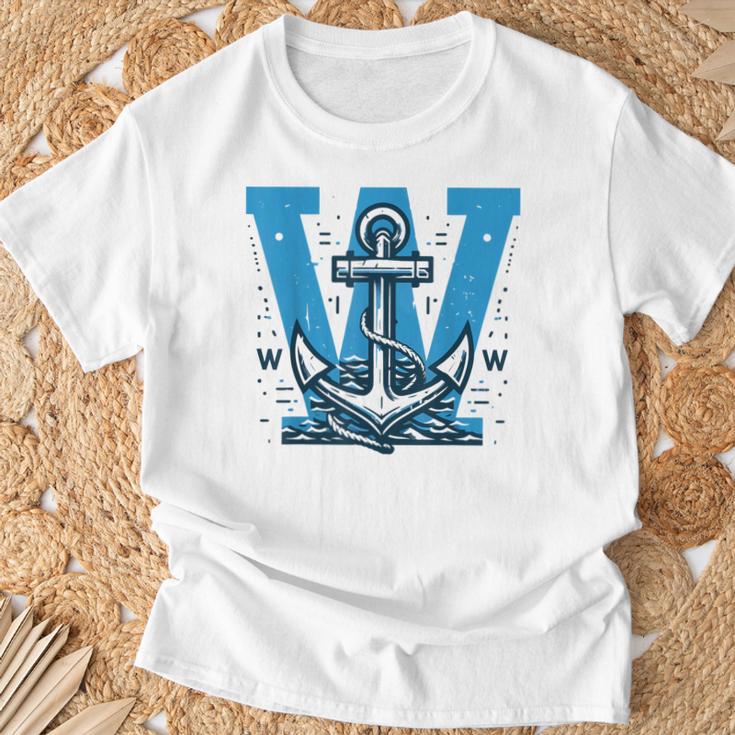 Divertidoelero Azul W Anchor Camiseta unisex Regalos para ancianos