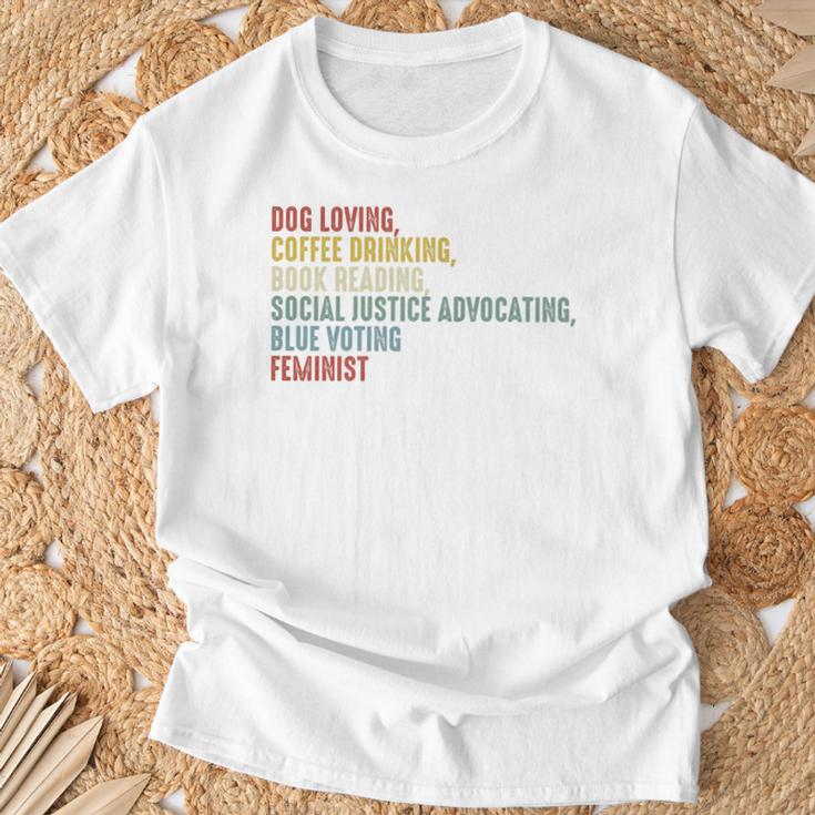 Dog Loving Coffee Drinking Book Reading Social Justice Premium Tri-Blend T-Shirt Gifts for Old Men