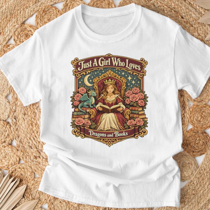 Dragon Reading Book Outfit Girls Dress Fantasy Reader Premium Tri-Blend T-Shirt Gifts for Old Men
