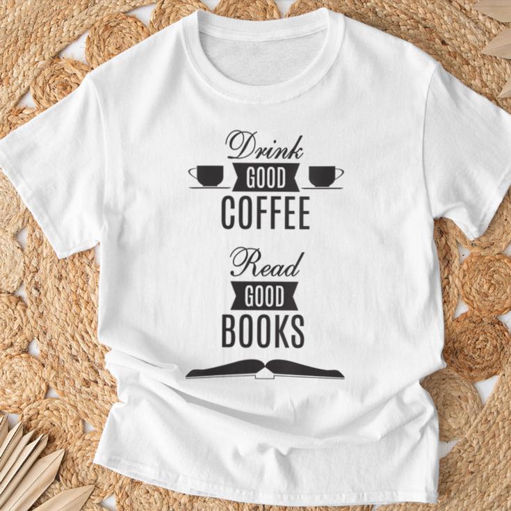 Drink Good Coffee Read Good Books Daily Ritual T-Shirt Gifts for Old Men