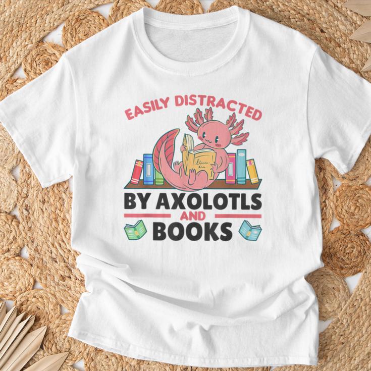 Easily Distracted By Axolotls And Books Cute Axolotl T-Shirt Gifts for Old Men Easily Distracted By Axolotls And Books Cute Axolotl T-Shirt Gifts for Old Men