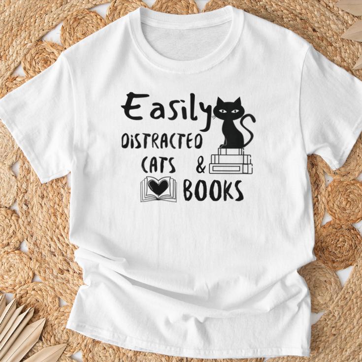 Easily Distracted Cats And Books Funny Book Lover Cat Gifts Women T-Shirt Gifts for Old Men Easily Distracted Cats And Books Funny Book Lover Cat Gifts Women T-Shirt Gifts for Old Men