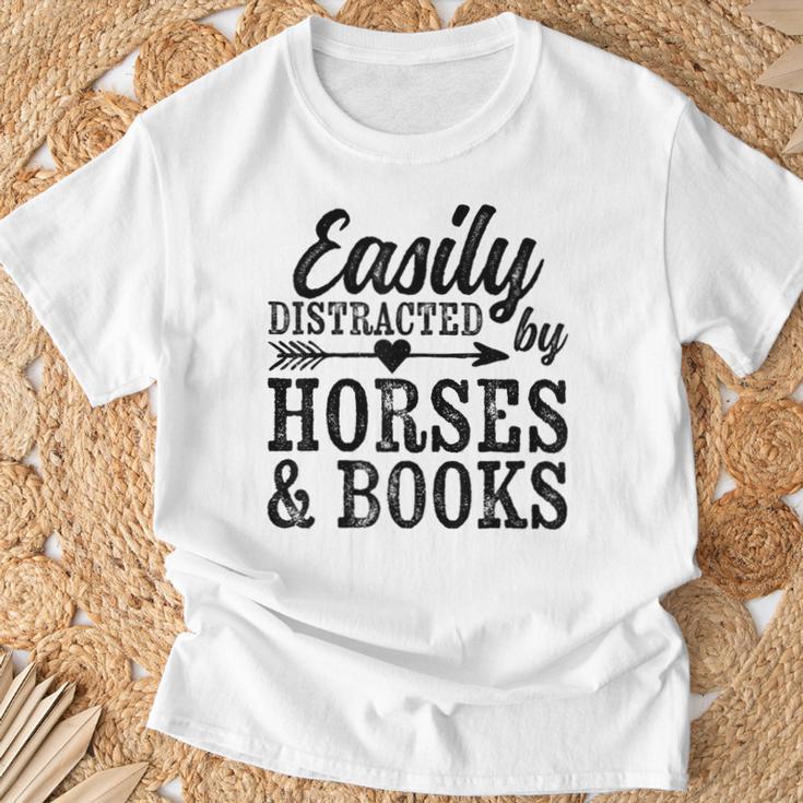 Easily Distracted By Horses And Books Horse Lover T-Shirt Gifts for Old Men Easily Distracted By Horses And Books Horse Lover T-Shirt Gifts for Old Men
