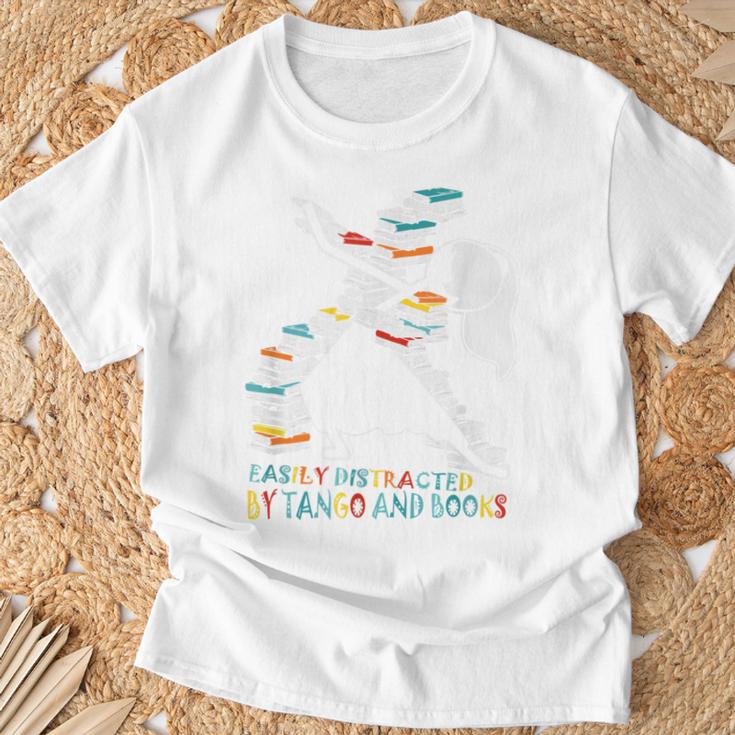 Easily Distracted By Tango And Books Dance Bookworm Reading T-Shirt Gifts for Old Men