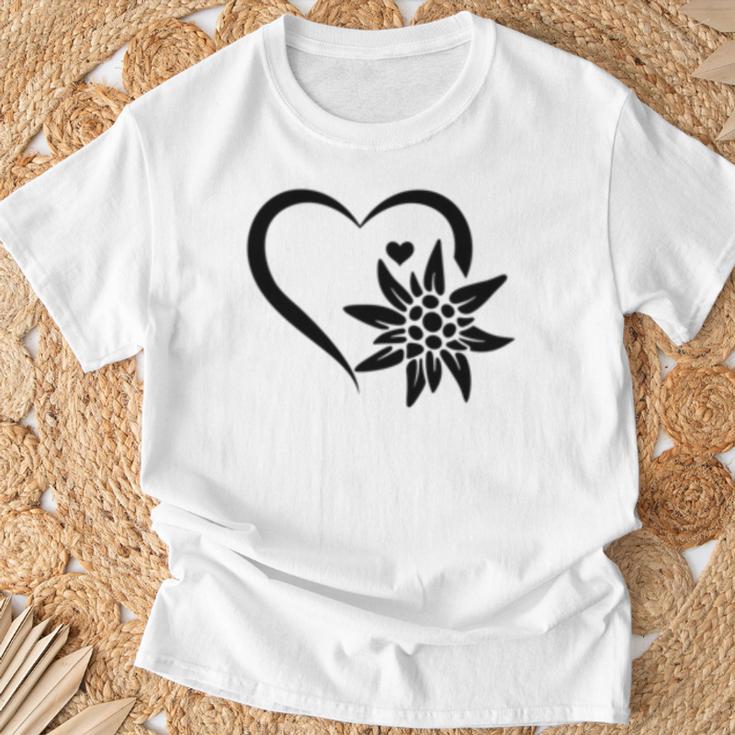 Edelweiss フラワーマウンテン Edelweiß フラワーハート Edelweiß 長袖tシャツ Tシャツ 高齢者への贈り物