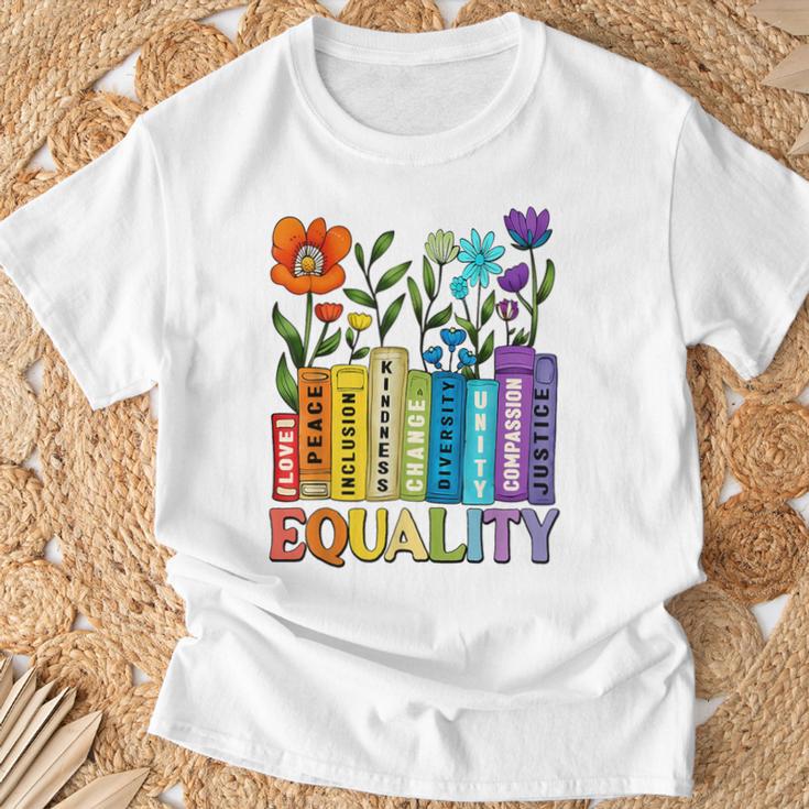 Equality Books Wildflower Rainbow LGBT Lesbian Gay Pride T-Shirt Gifts for Old Men Equality Books Wildflower Rainbow LGBT Lesbian Gay Pride T-Shirt Gifts for Old Men